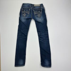 Rock Revival Jeans Womens 25 Avery Straight Leg Blue Bedazzled